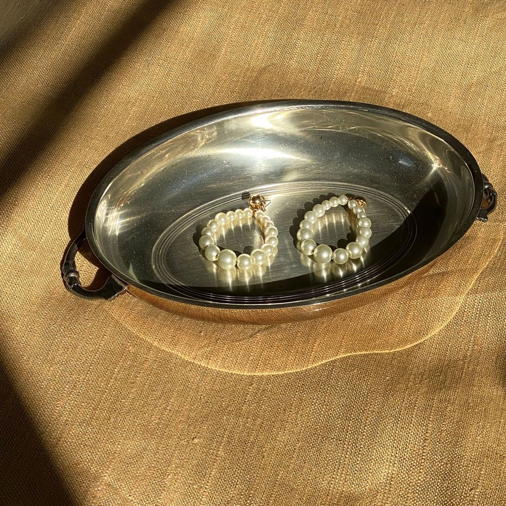 Antique Silver Steel Vanity Tray